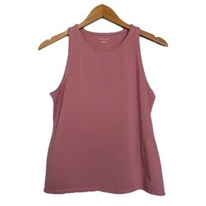 Eileen Fisher Tank Top Organic Cotton Stretch Jersey Round Neck Pink Small